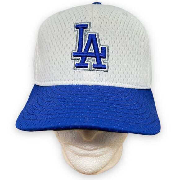 VTG Los‎ Angelos Dodgers Hat Fitted Mens 7 1/2 White New Era 5950 90's Made USA - Picture 1 of 8